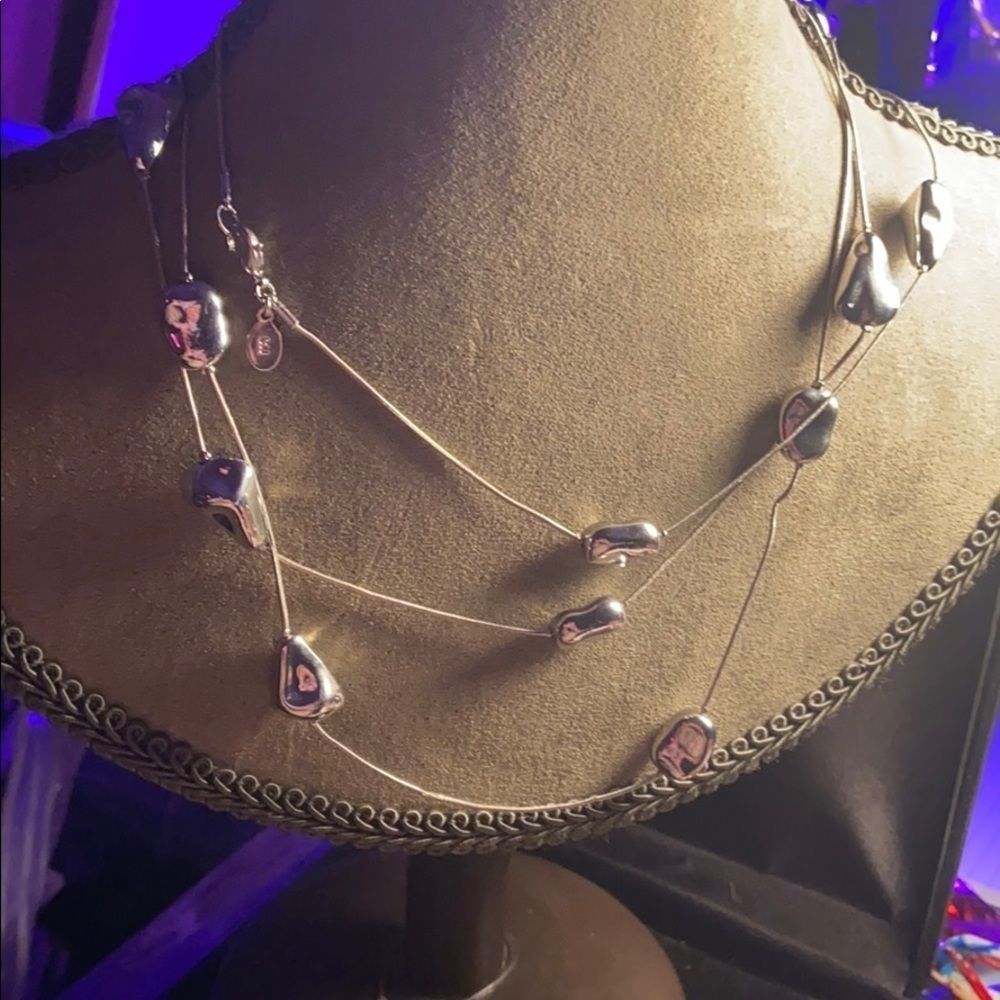 60 in silvertone heart necklace
